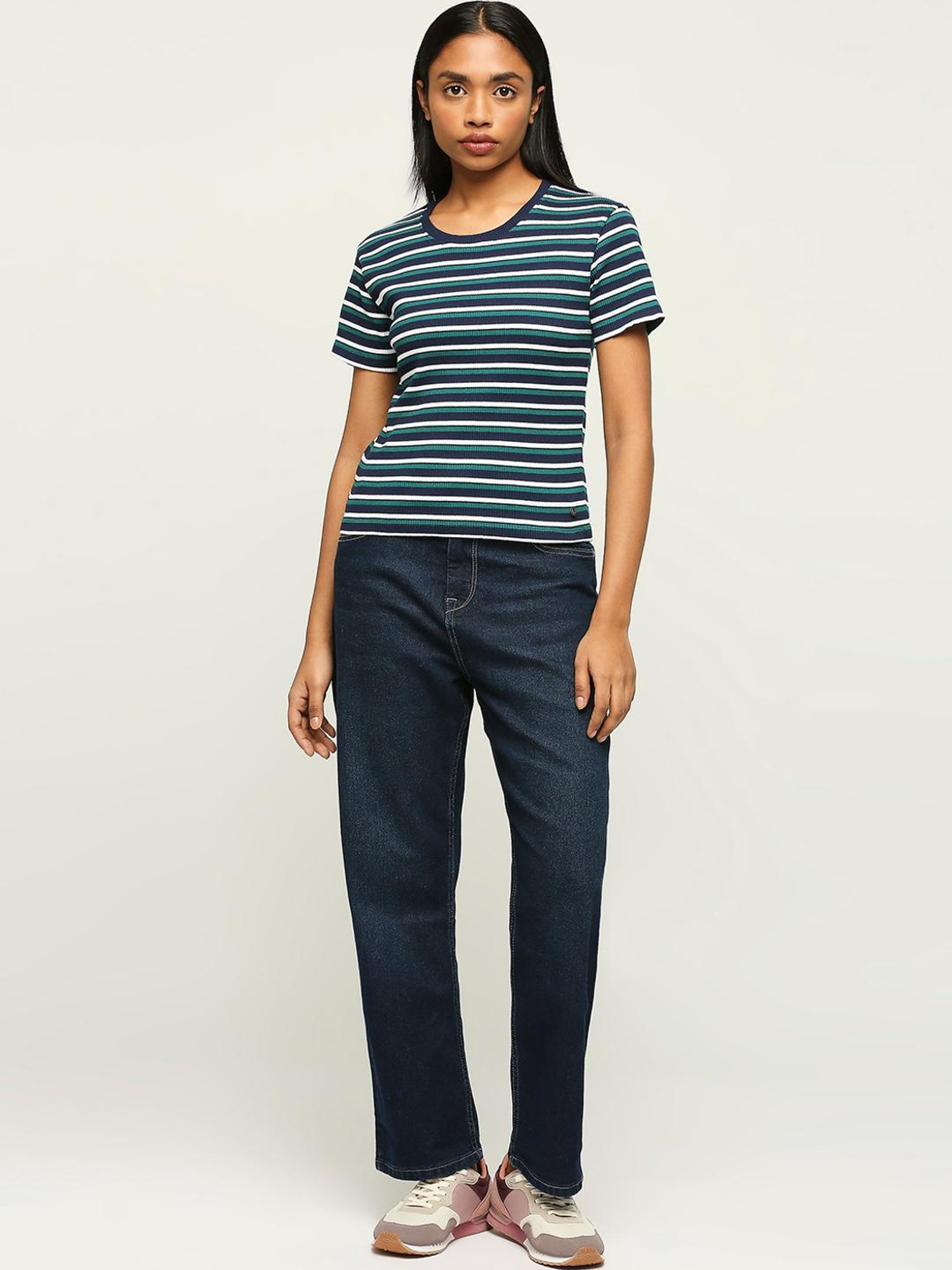 Pepe Jeans Blue Cotton Striped T-Shirt