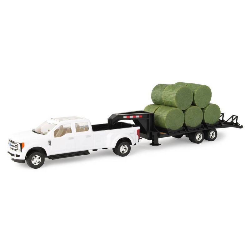 Tomy Ford F350 Pickup with Gooseneck Trailer & 10 Bales - 1:32 Scale
