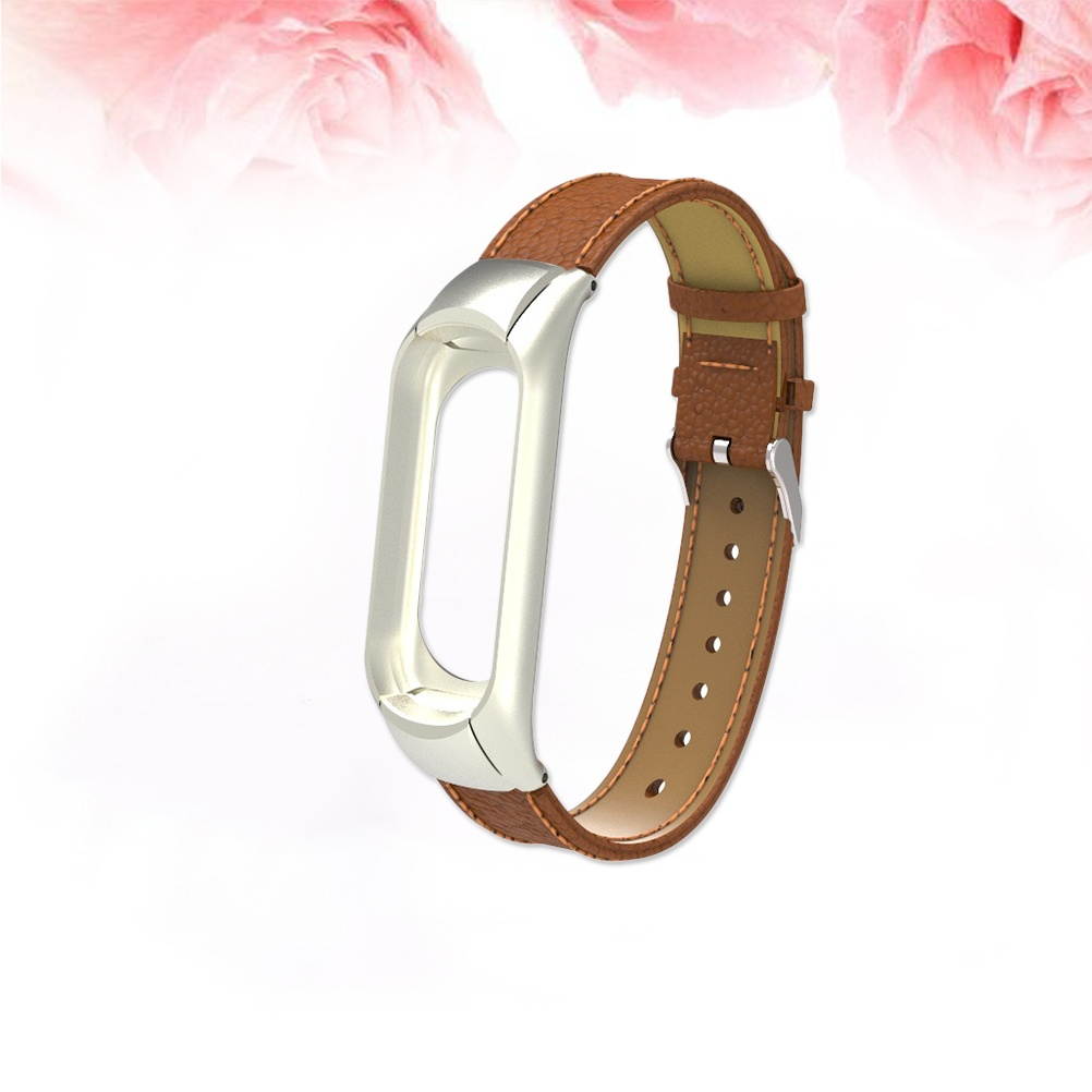 Fashion Casual Lichee Pattern Replacement Leather Strap for Xiaomi Mi Band 3 (Black)