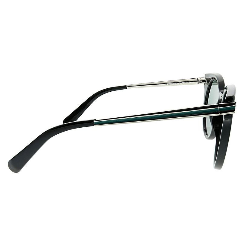 Salvatore Ferragamo SF 831S 976 Womens Round Sunglasses Black Silver Striped Green 51mm