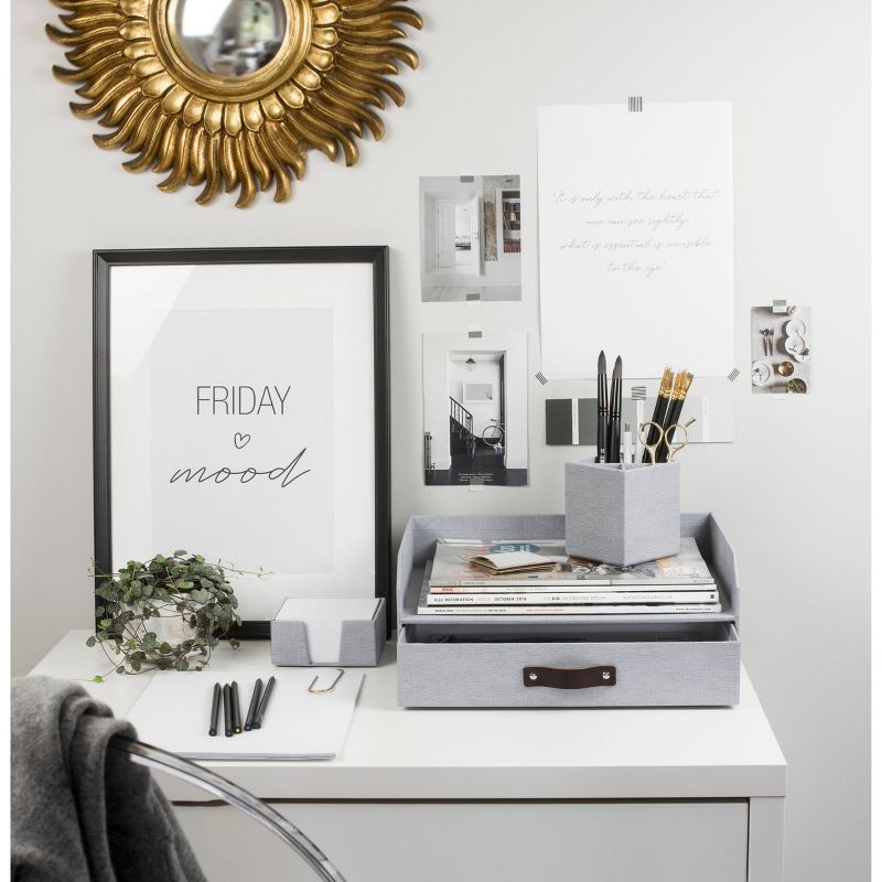 Walter Canvas Letter Tray with Drawer Ash - Bigso Box of Sweden