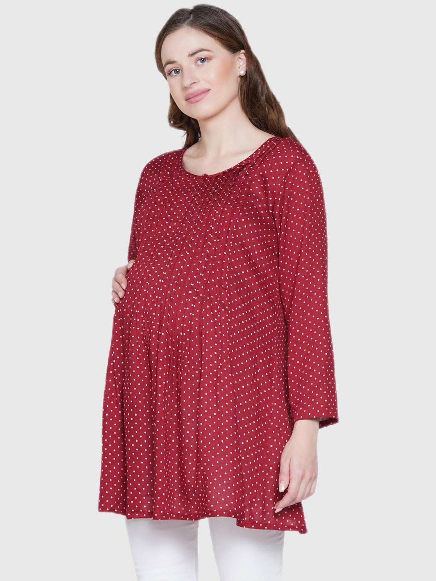 Mine4nine Red Polka Dot Print Dress