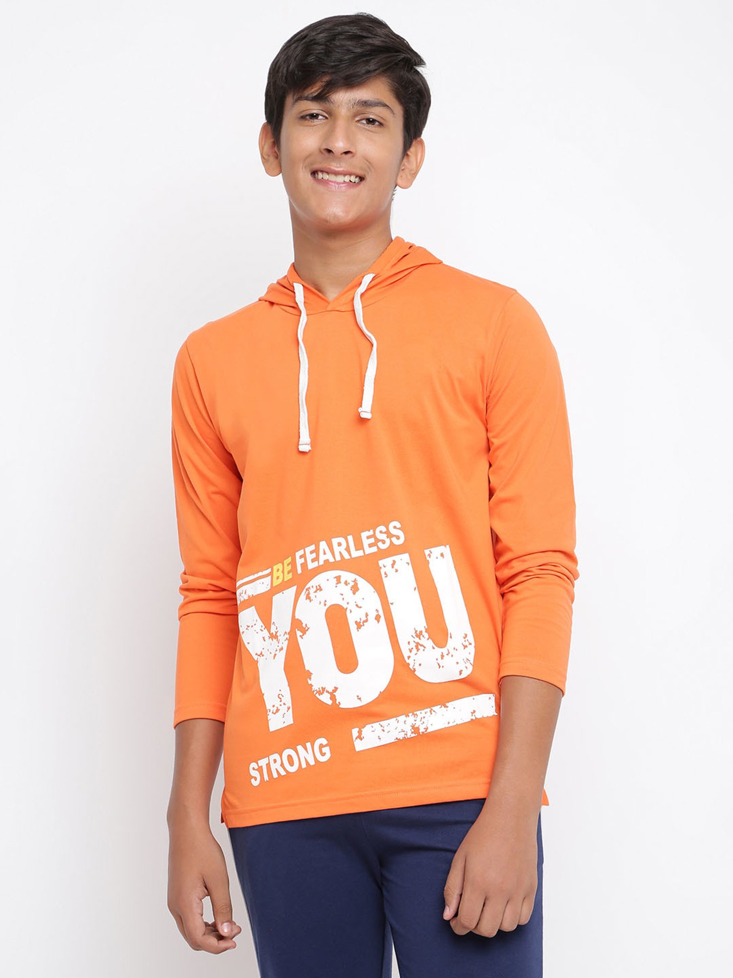 Lil Tomatoes Kids Orange Printed Full Sleeves T-Shirt