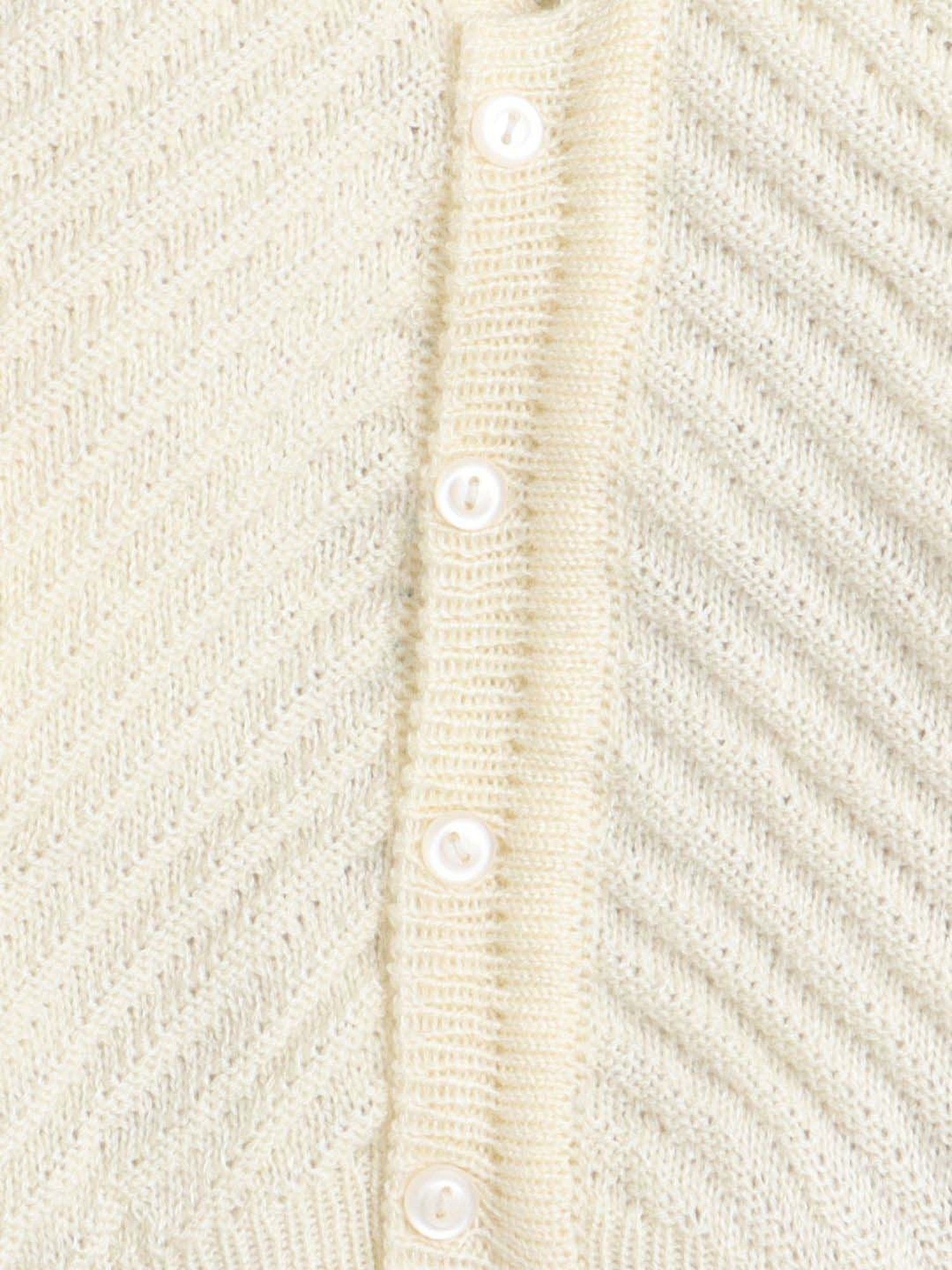 Little Angels Kids Cream Textured Pattern Full Sleeves Sweater Set