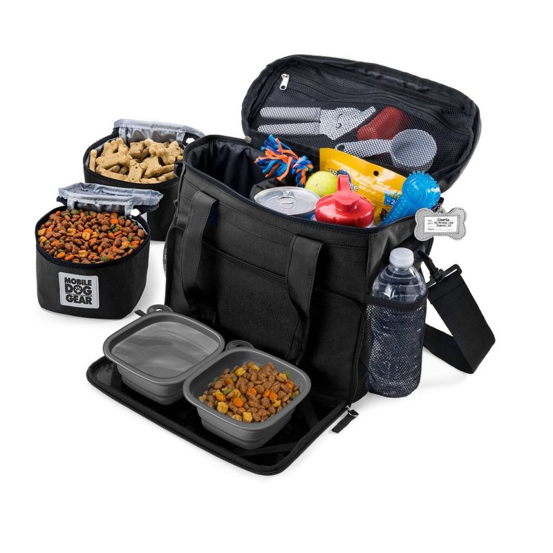 Overland Dog Gear Travel Bag - Week Away Bag for Small Dogs with 2 Food Carriers, Placemat & 2 Bowls