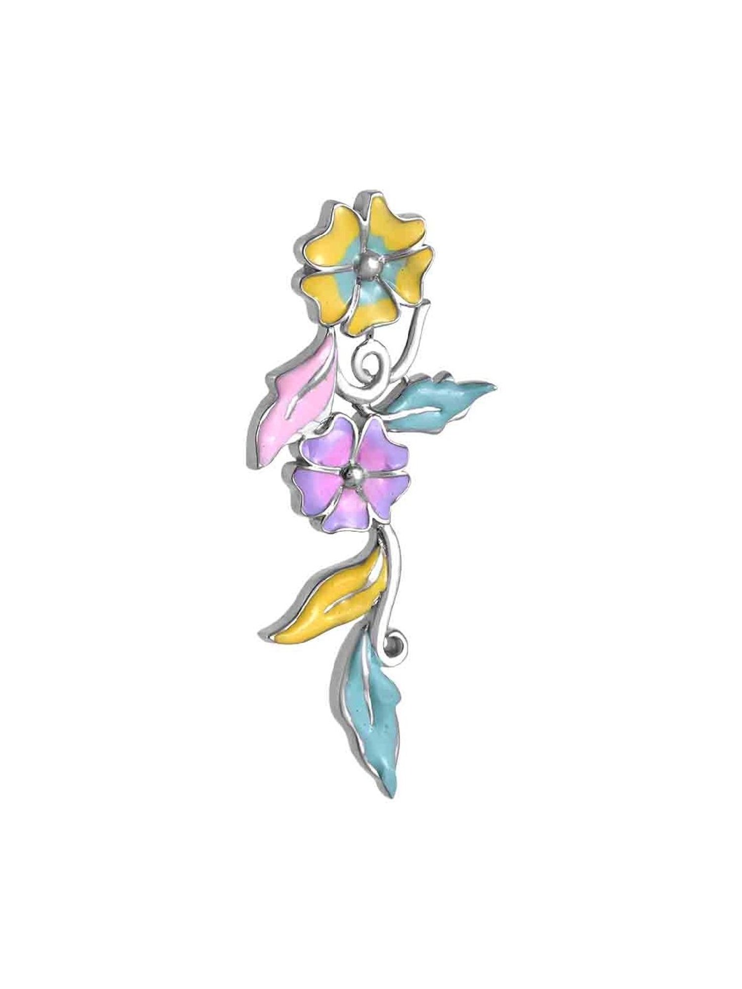 Rihi by P.C. Chandra Jewellers Yellow Enamel Flower Pendant And Earring Set (Without Chain)