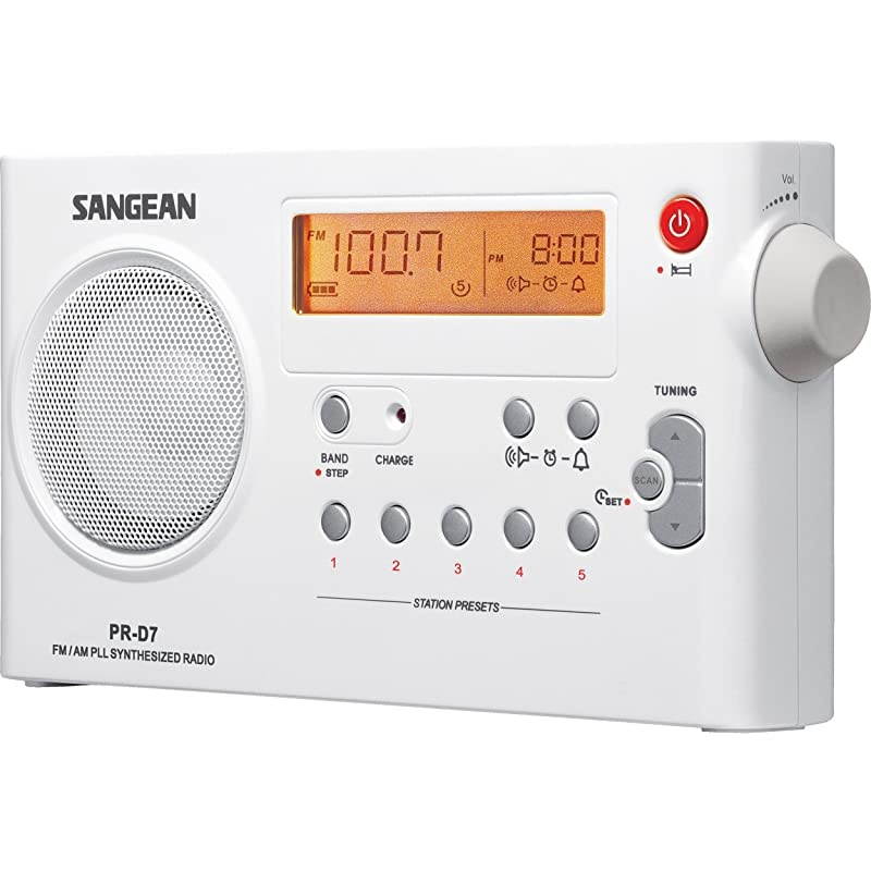 PRD7 AMFM Digital Rechargeable Portable Radio White
