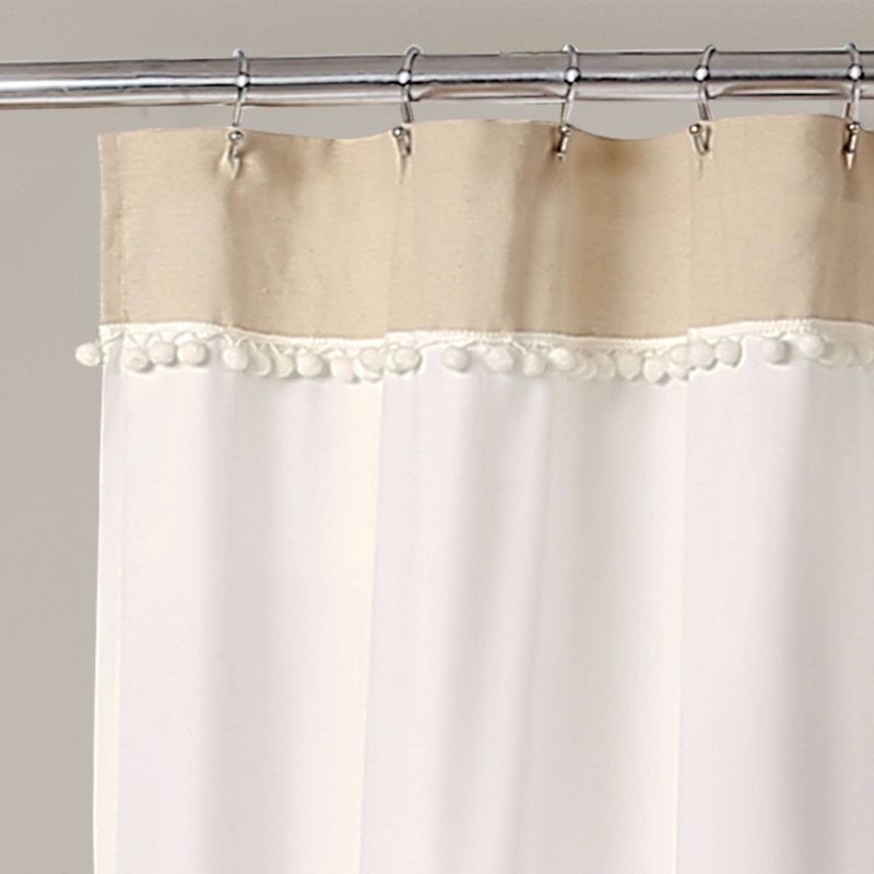 Adelyn Pom Pom Shower Curtain Neutral - Lush Décor
