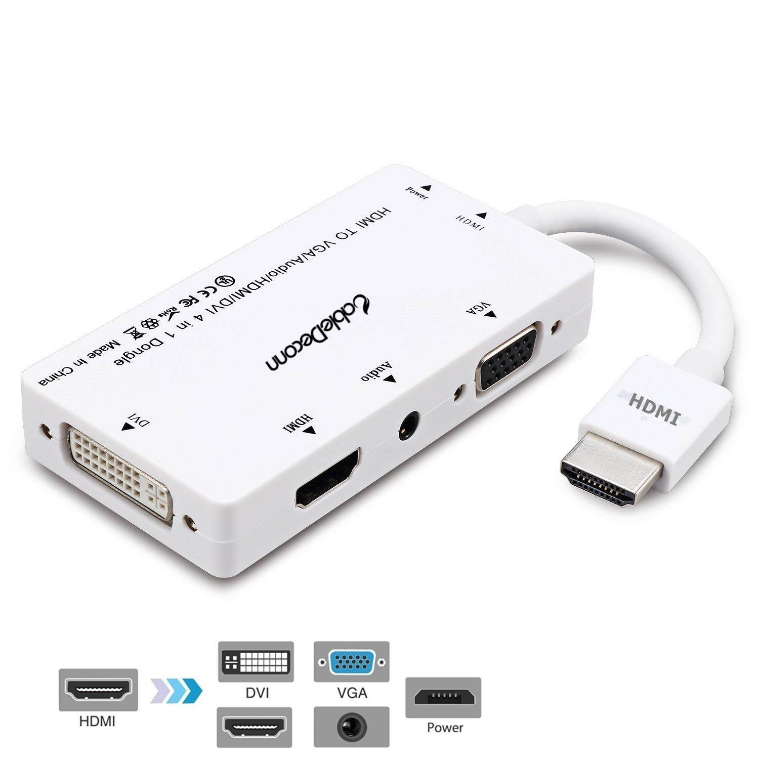 CableDeconn hdmi hub 4in1 hdmi to hdmi vga dvi Audio with Micro USB adapter Multiport hdmi Splitter Converter cable For PS3 hdtv Computer