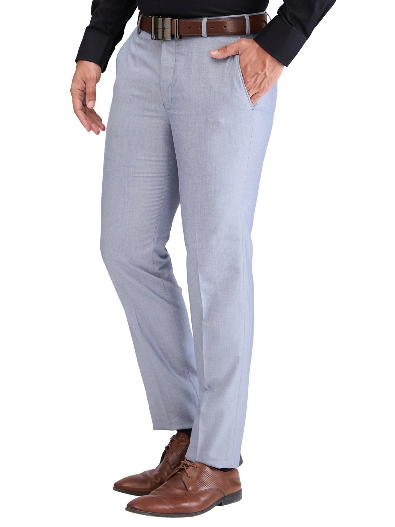 Park Avenue Grey Super Slim Fit Texture Trousers