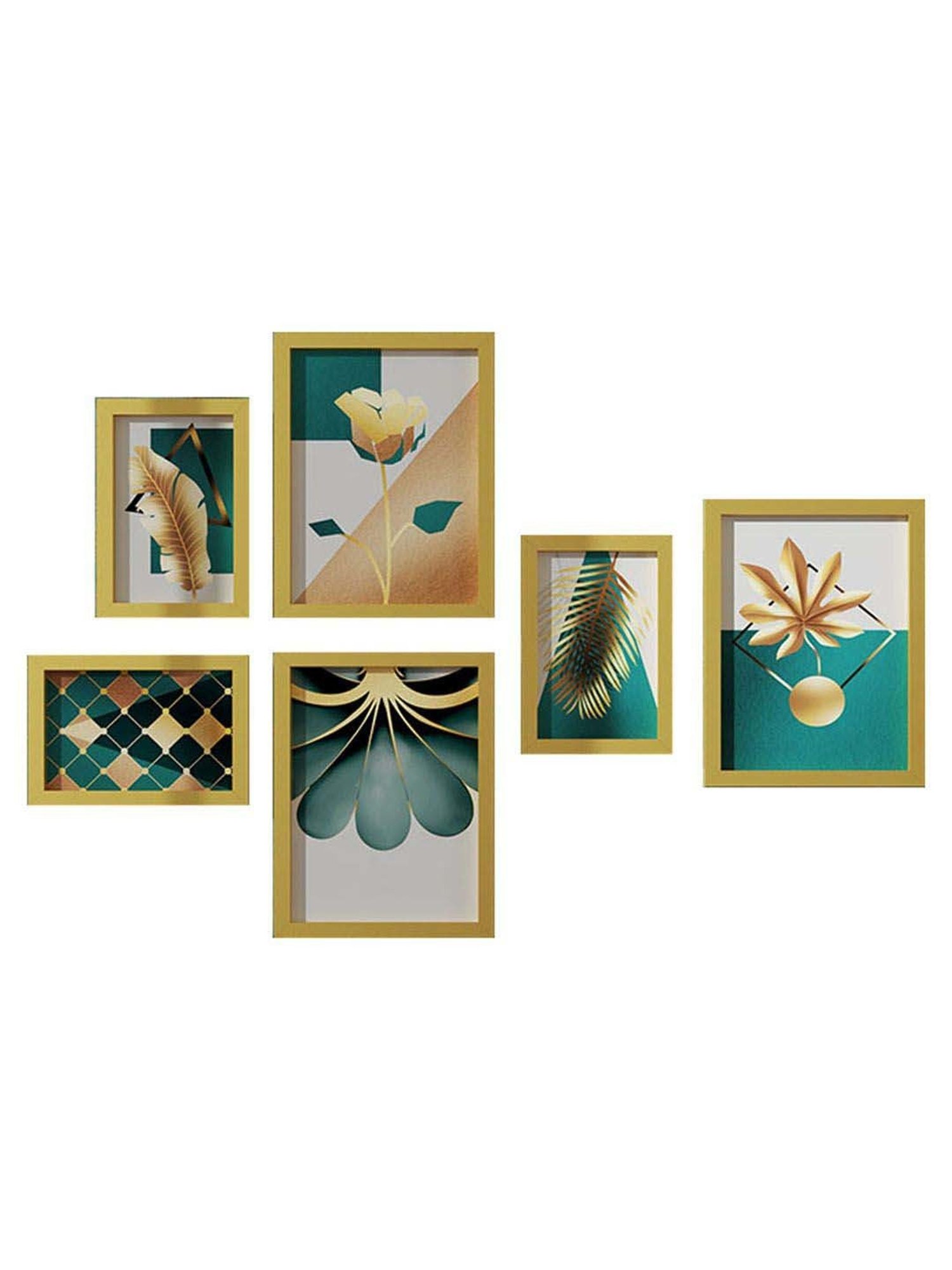 Art Street Contemporary Baroque Multicolor Wood Framed Wall Painting - Set of 6