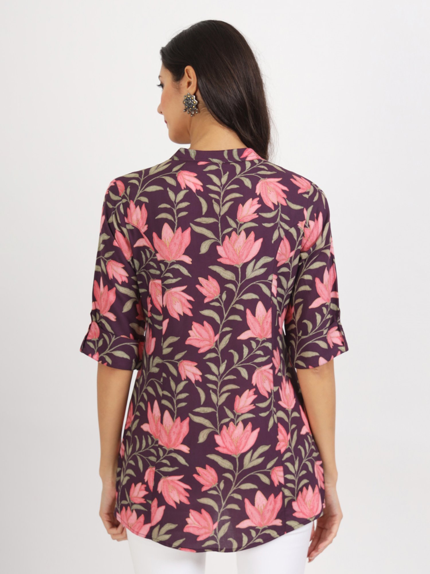 Divena Purple Floral Print Tunic