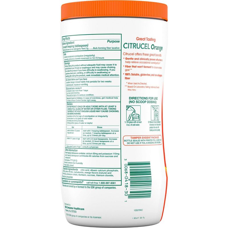 Citrucel Fiber Therapy Powder - Orange - 30oz