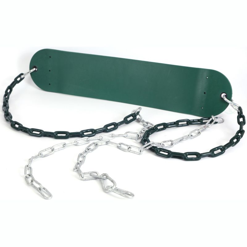 PLAYBERG Heavy Duty Flexible Green Belt Swing with Coated Metal Chain