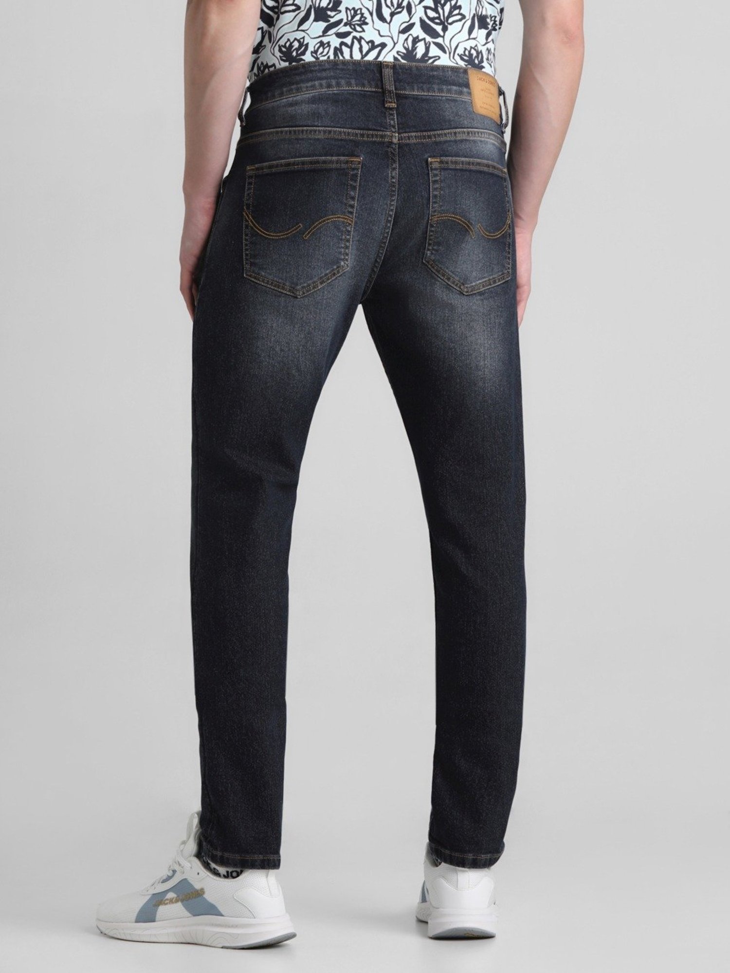 Jack & Jones Dark Blue Denim Cotton Skinny Fit Jeans