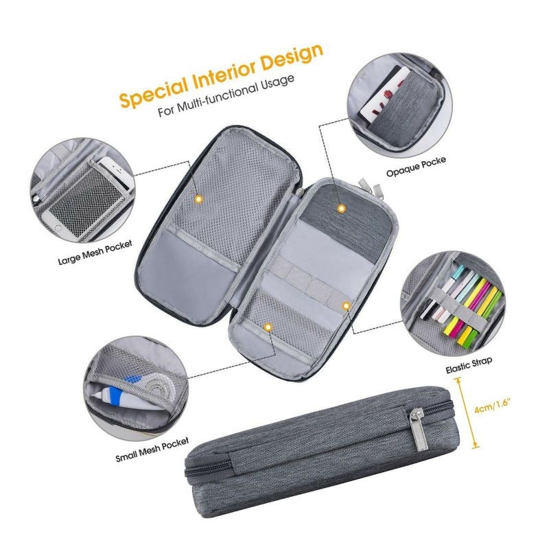 Puroma Pencil Case with 2 Compartments, Zipper Large Storage Pens Pouch Bag f...