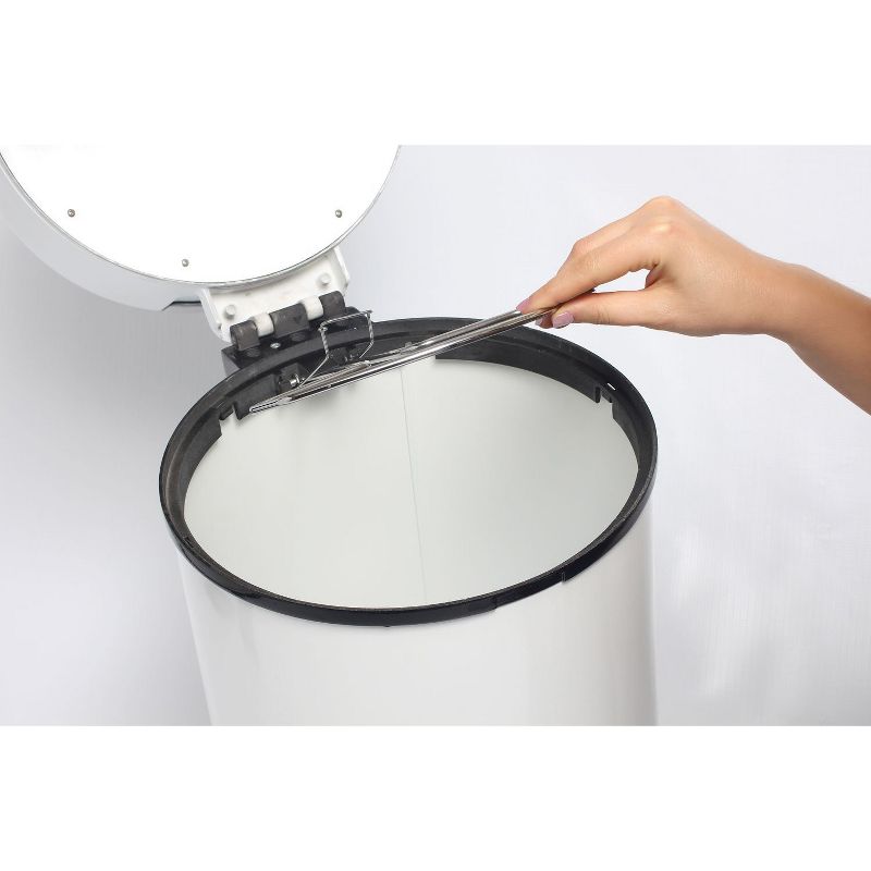 Bubula Step 64418 Premium Steel & Aluminum Diaper Waste Pail with Air Tight Lid and Security Lock for Nursery or Any Room Use, White and Silver