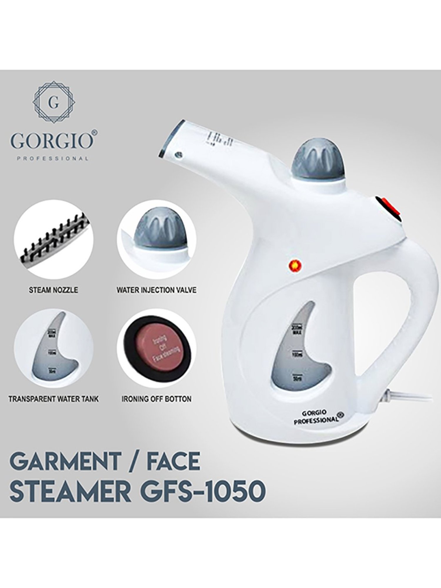Gorgio Professional GFS1050 Face and Garment Steamer (White)
