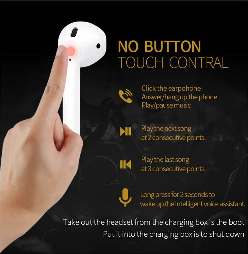 i18 Wireless in-Ear Sport Bluetooth 5.0 Earphones Android earpods iphone Bluetooth distance 590 inch (Mini White)