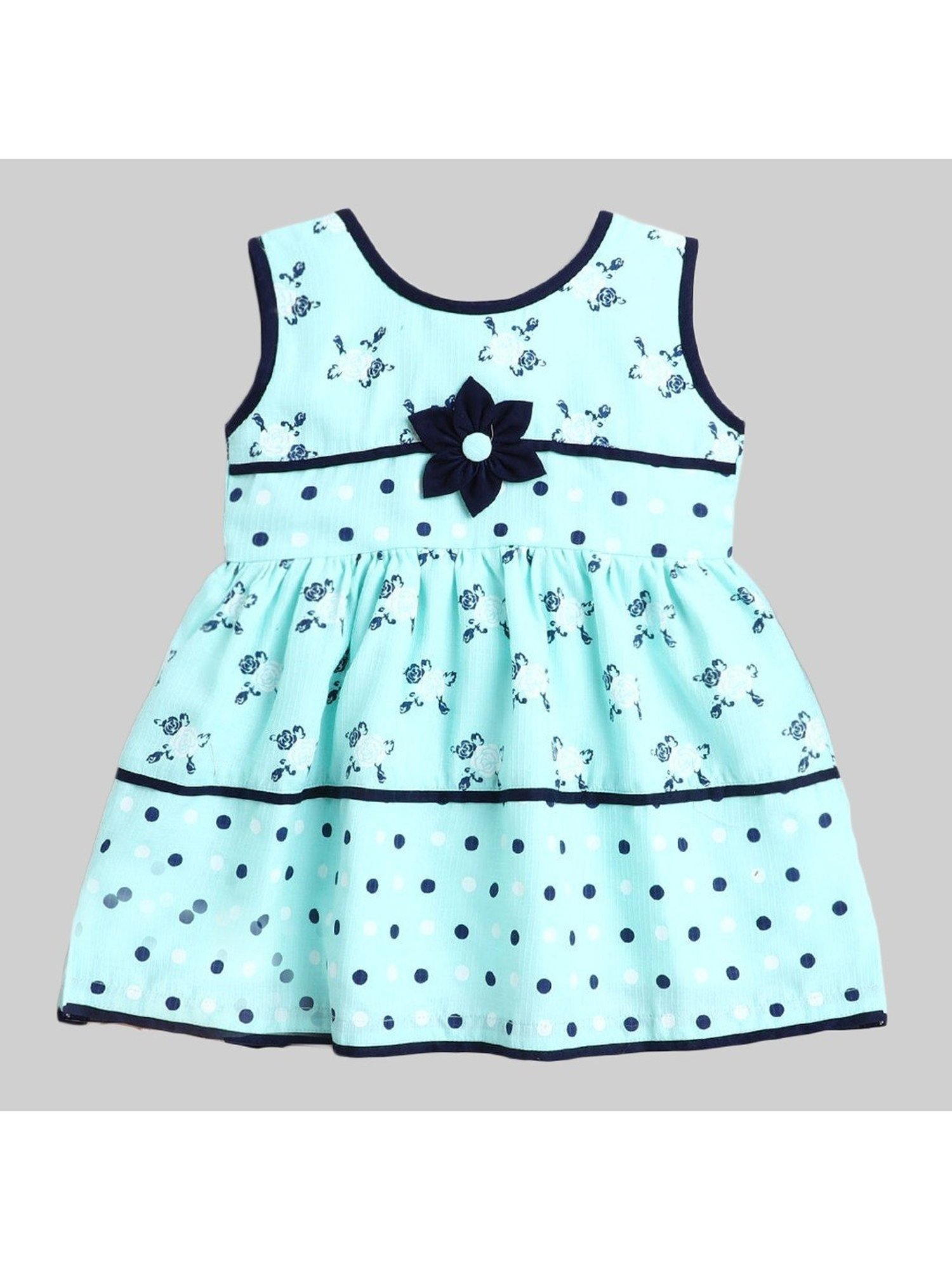 The Magic Wand Kids Mint Cotton Floral Print Dress