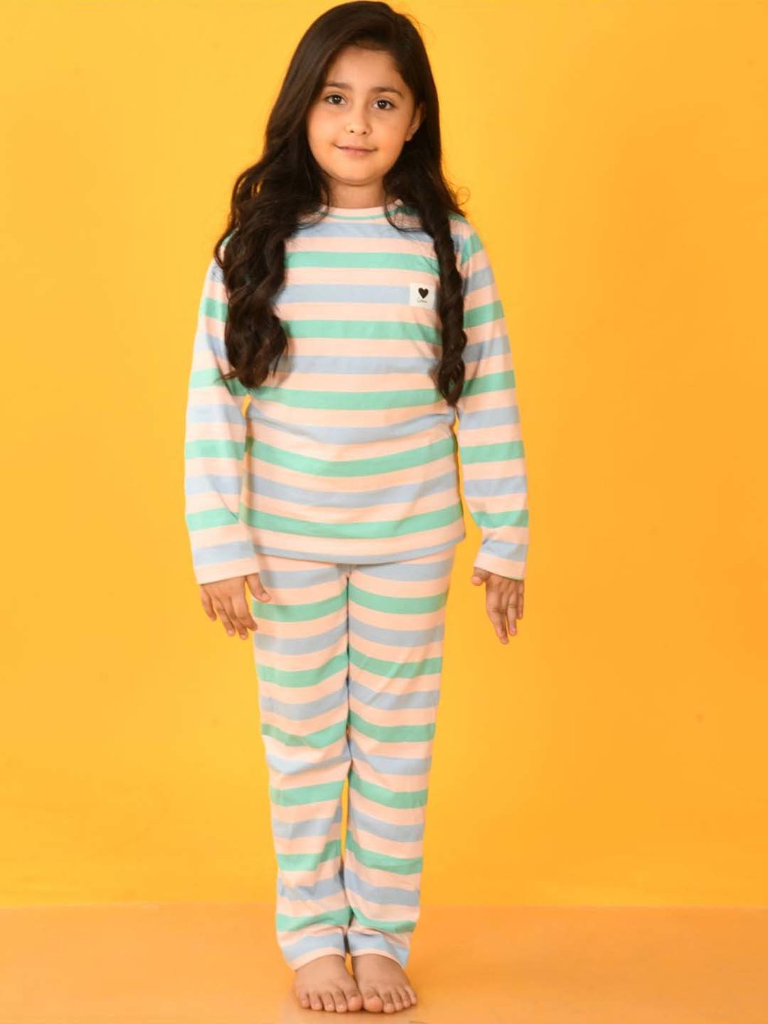 Anthrilo Kids Multicolour Cotton Striped Full Sleeves T-Shirt & Trouser