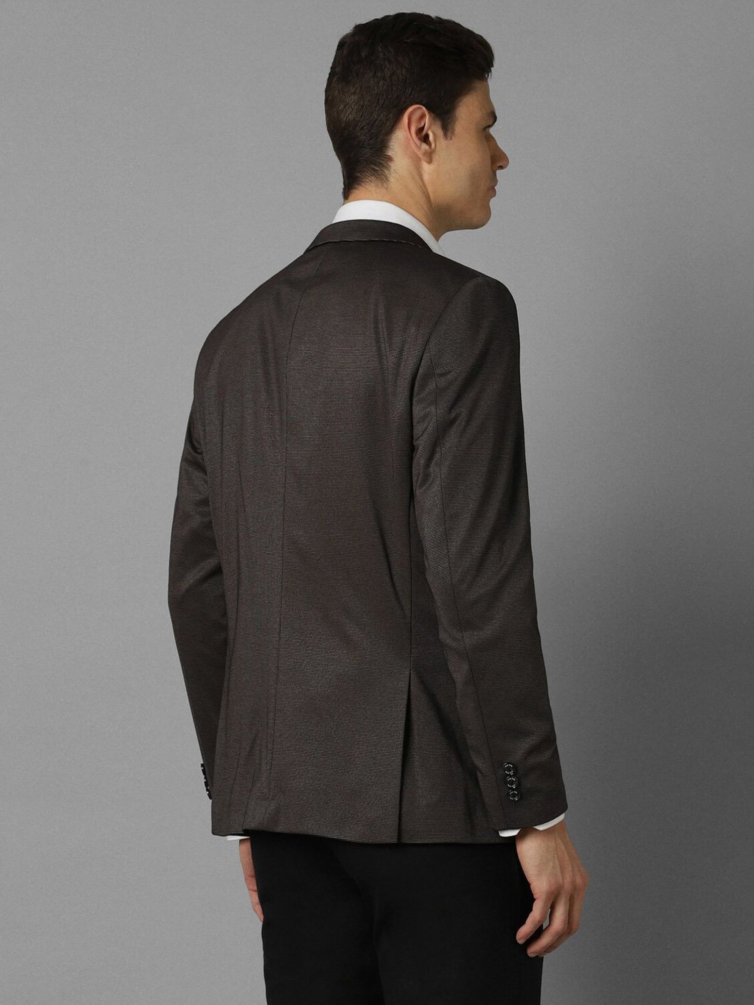 Allen Solly Dark Brown Slim Fit Blazer