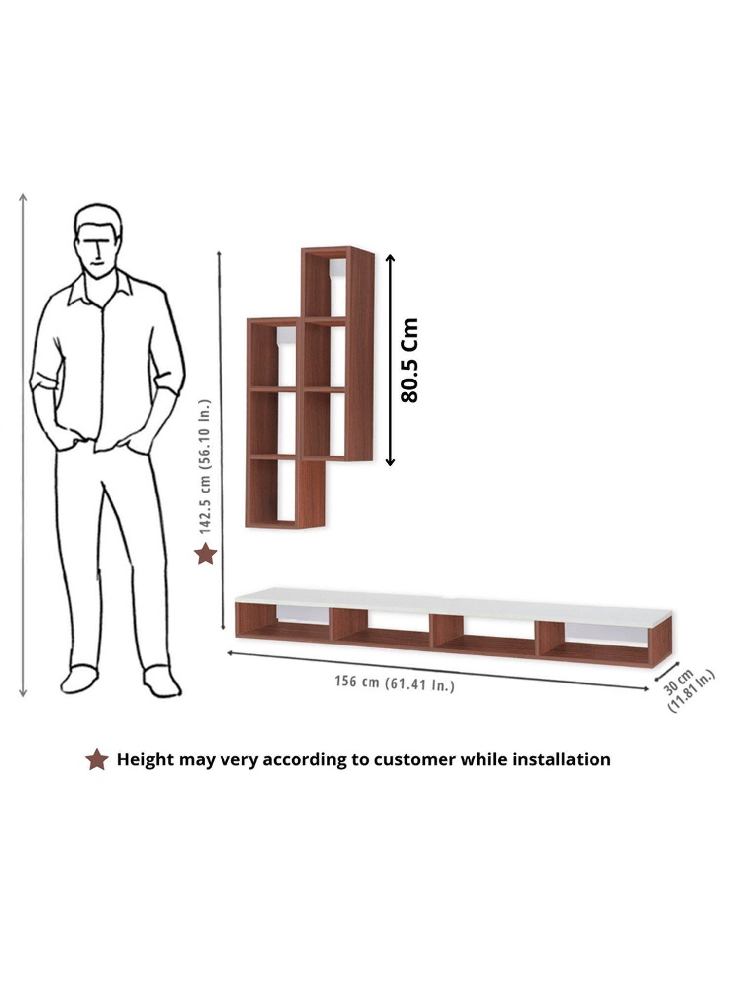Delite Kom Flex Flowery Wenge & Acacia Dark Engineered Wood TV Entertainment Unit