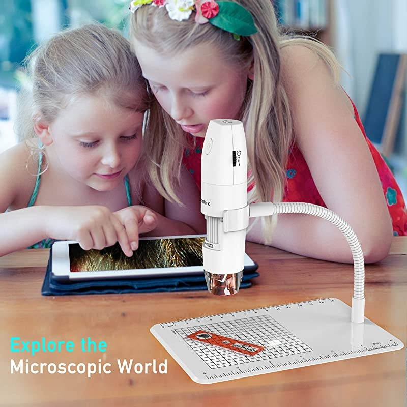 Wireless Digital Microscope  1080P 50X to 1000X Magnification Microscopy with 8 LED USB Handheld Camera with Light Compatible for iPhone Android iPad Windows MacWhite