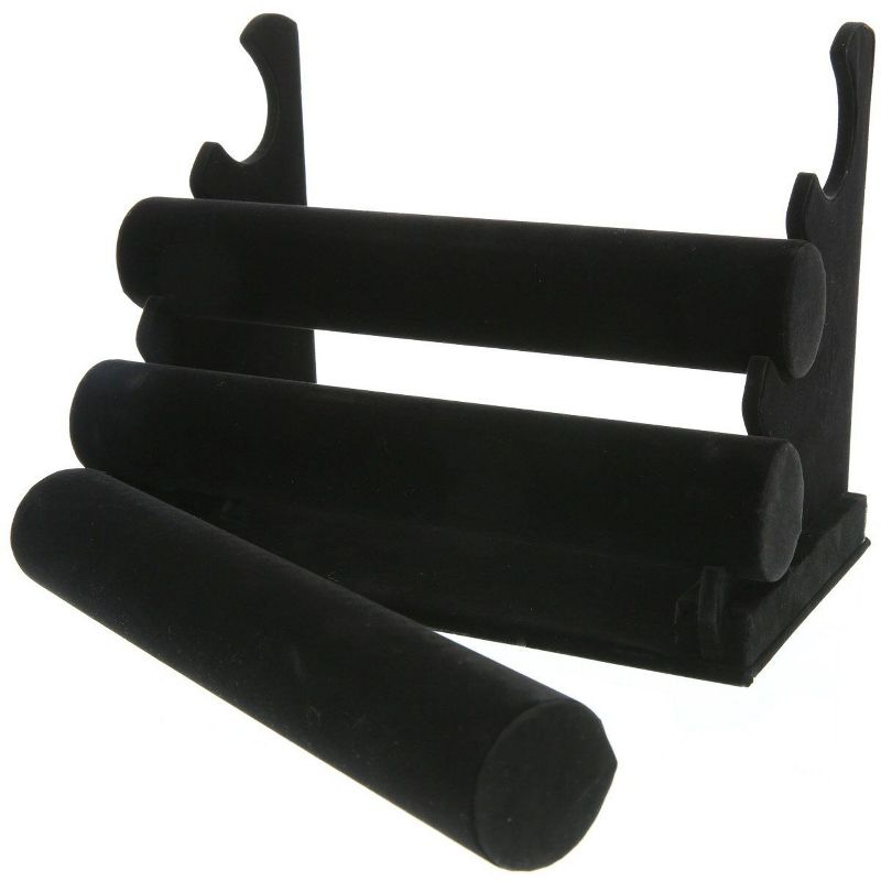 Juvale Velvet Jewelry Display Stand Holder for Bracelets & Bangles, Black, 3 Tier, 12 x 9 x 7 Inches
