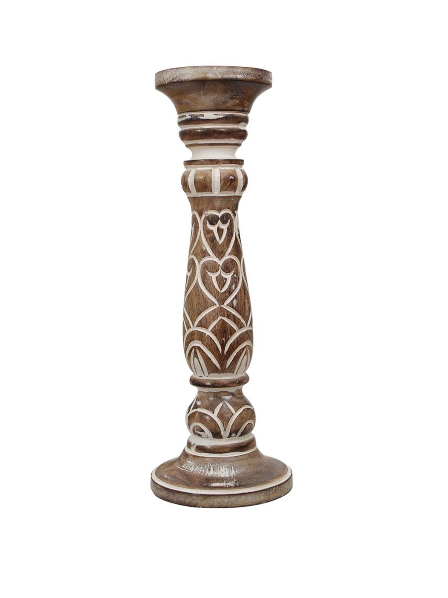 Homesake Brown Wood Small Pillar Candle Stand