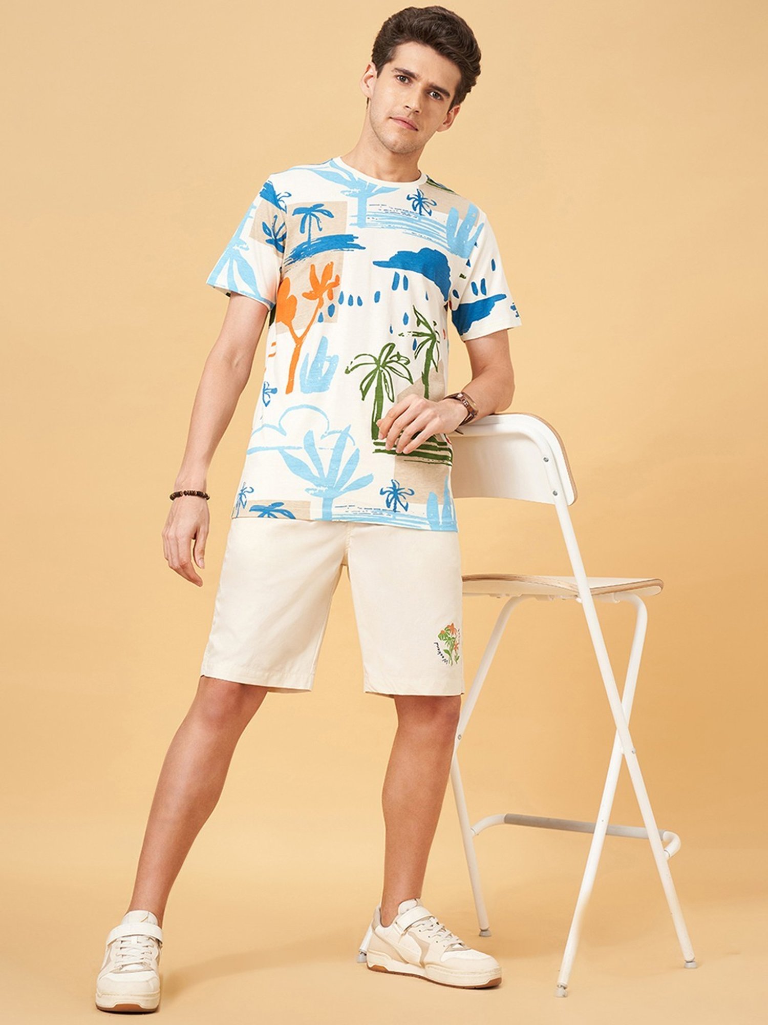 Urban Ranger by Pantaloons Cloud Dancer Cotton Comfort Fit Shorts