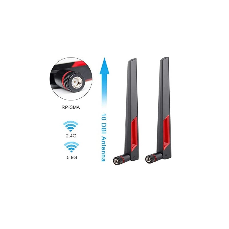 WiFi Antenna 10 DB DualBand 24G 5G 58G High Gain with RP SMA Male Connector for Wireless Network RouterAccess PointUSB AdapterPCI AdapterIP Camera WiFi Range Extender