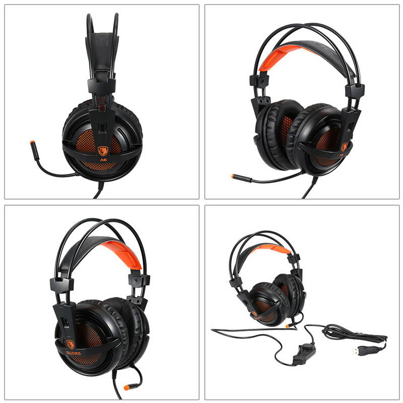 Zgeer Gaming Headphones 7.1 Surround Sound Stereo USB Game Headset with Microphone Breathing LED Lights for PC Gamer