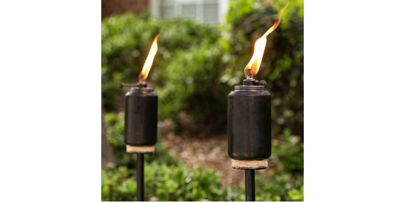 65" Adjustable Flame Patio Torch Resin Black - TIKI