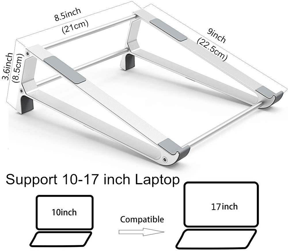 2 in 1 Design Aluminum Vertical Laptop Cooling Stand Holder for MacBook Air Pro 13 15 Surface 11-17 Inch Notebook Desktop Stand