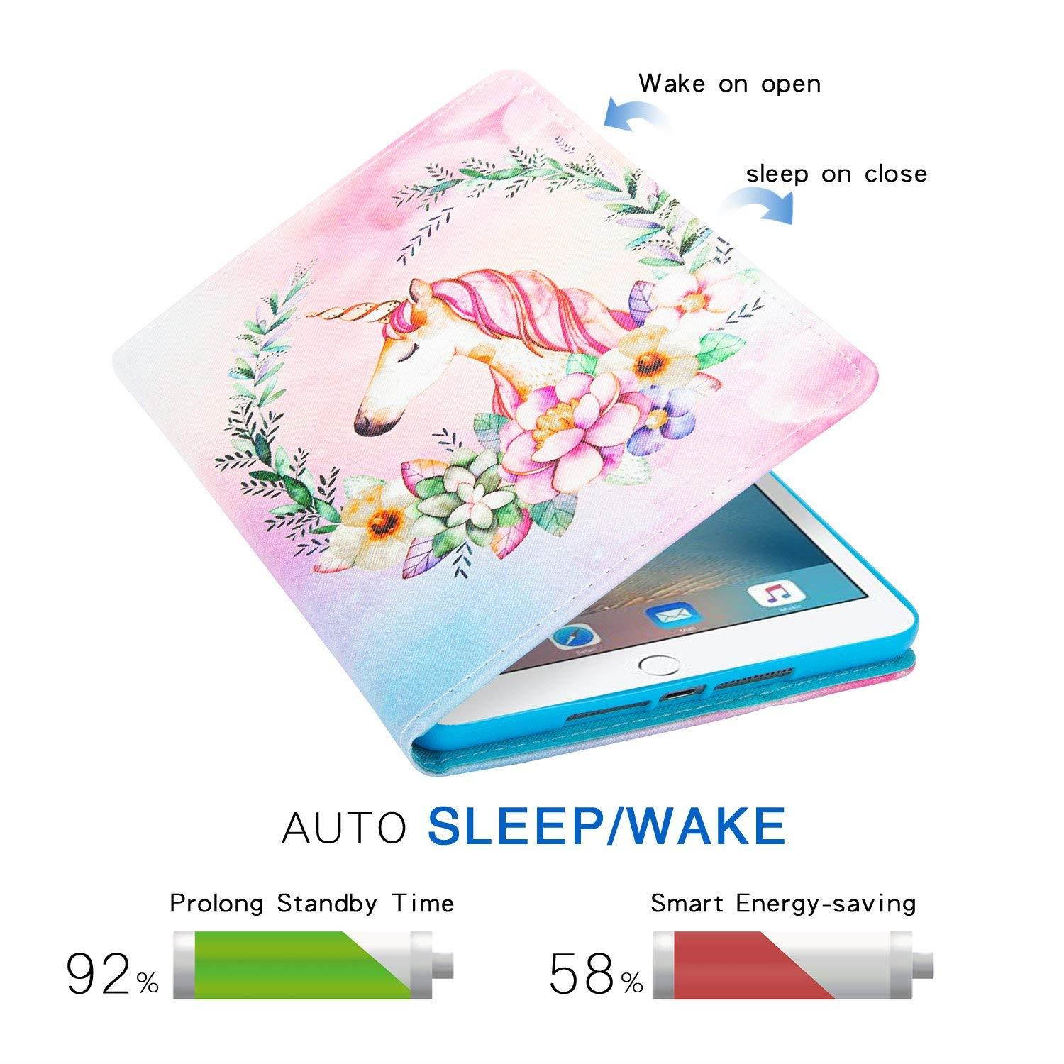 New iPad 9.7 Inch 2017 2018 / iPad Air 2 / iPad Air Case - Monstek Smart Flip Leather Stand Wallet Protective Case Auto Wake/Sleep Cover for iPad 9.7 Inch 2017 2018,iPad Air 1 2,03 Flower Horse