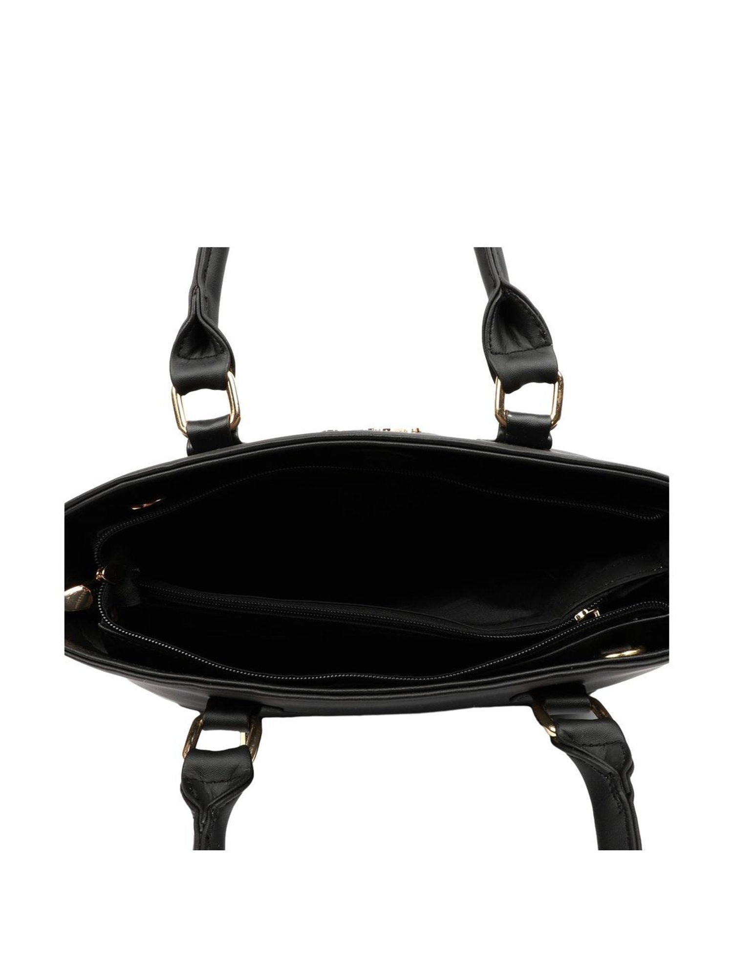 Carlton London Black Solid Medium Handbag