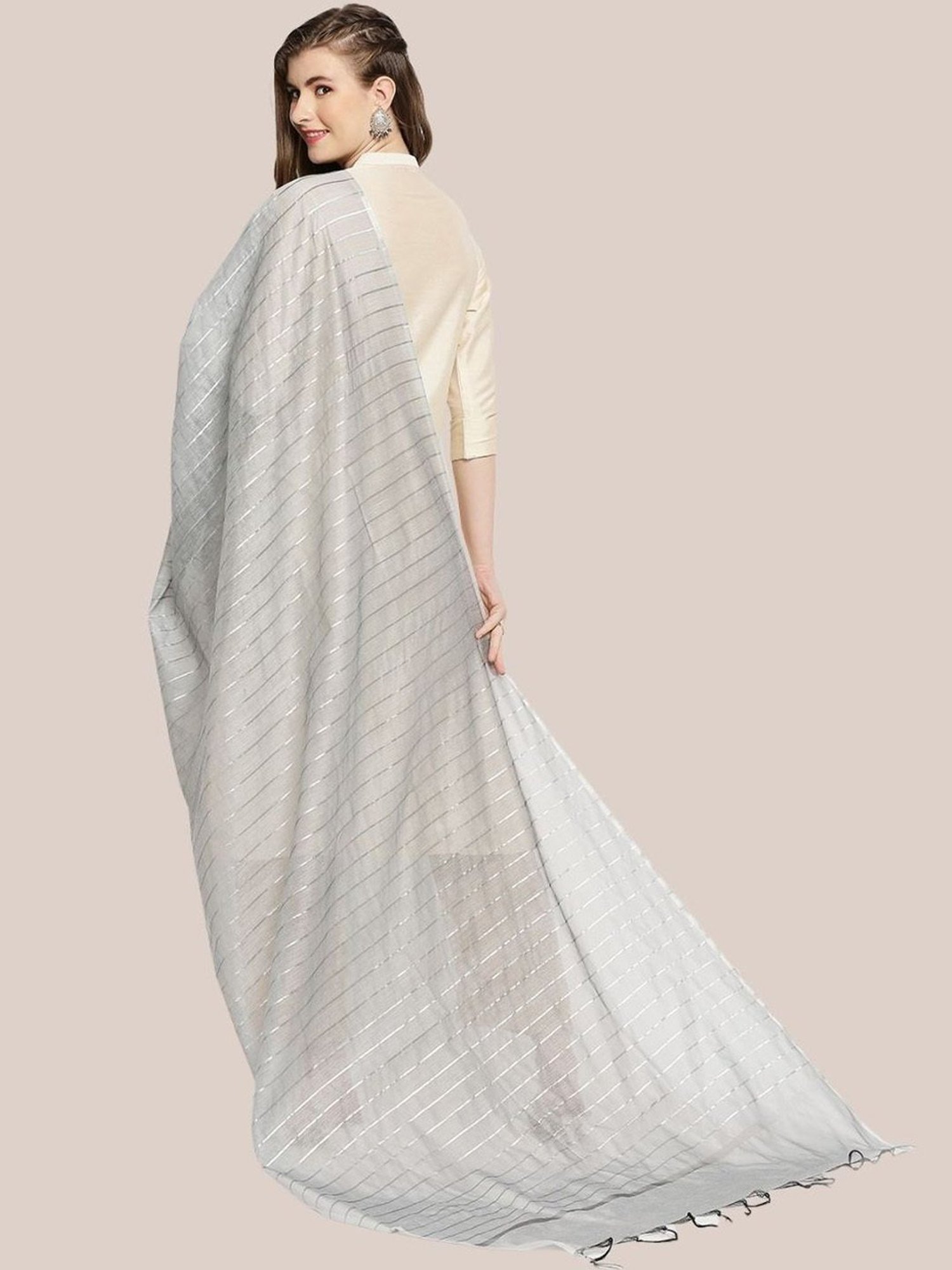 Dupatta Bazaar Silver Striped Dupatta