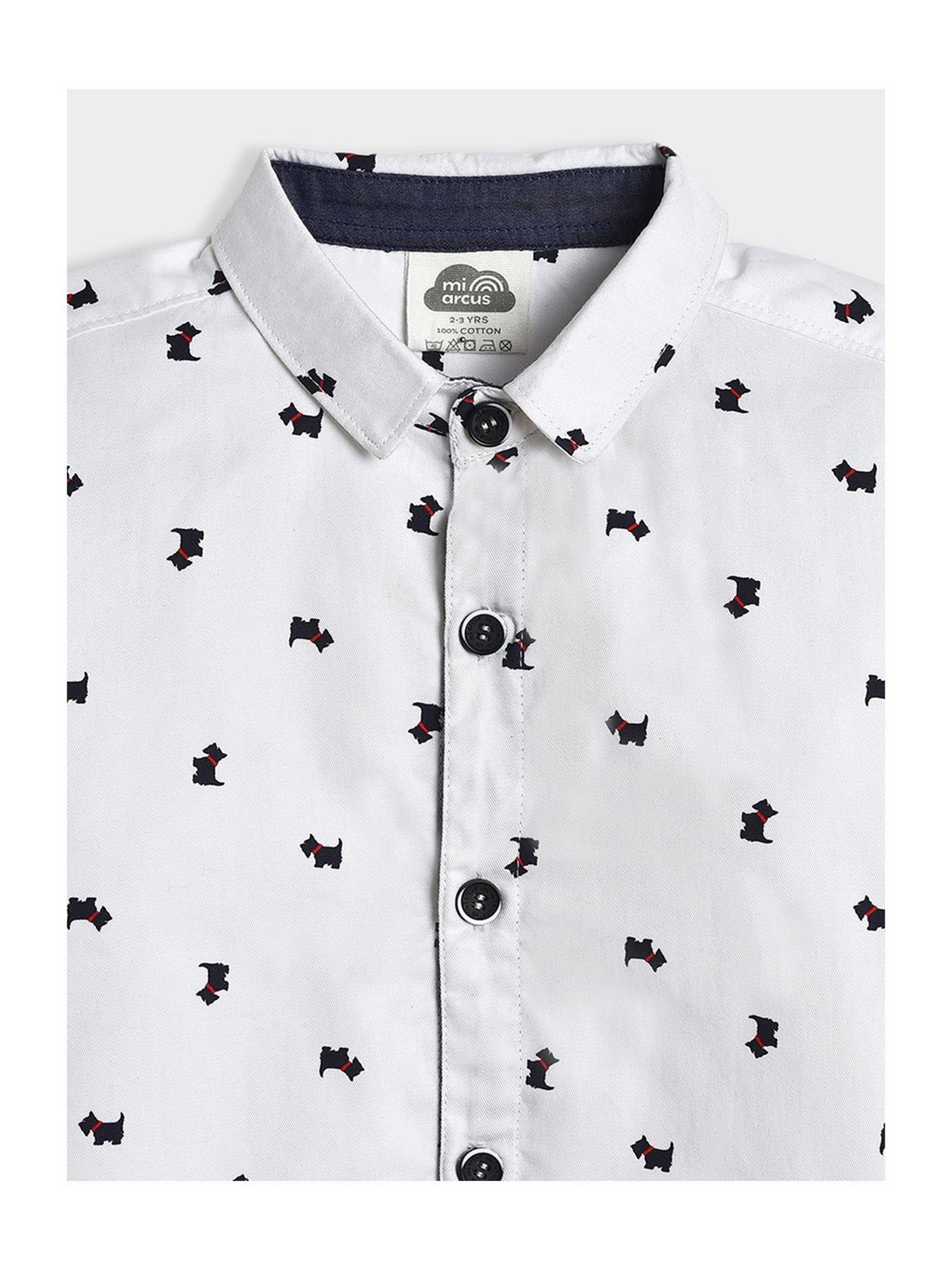 MiArcus Kids White Printed Full Sleeves Shirt