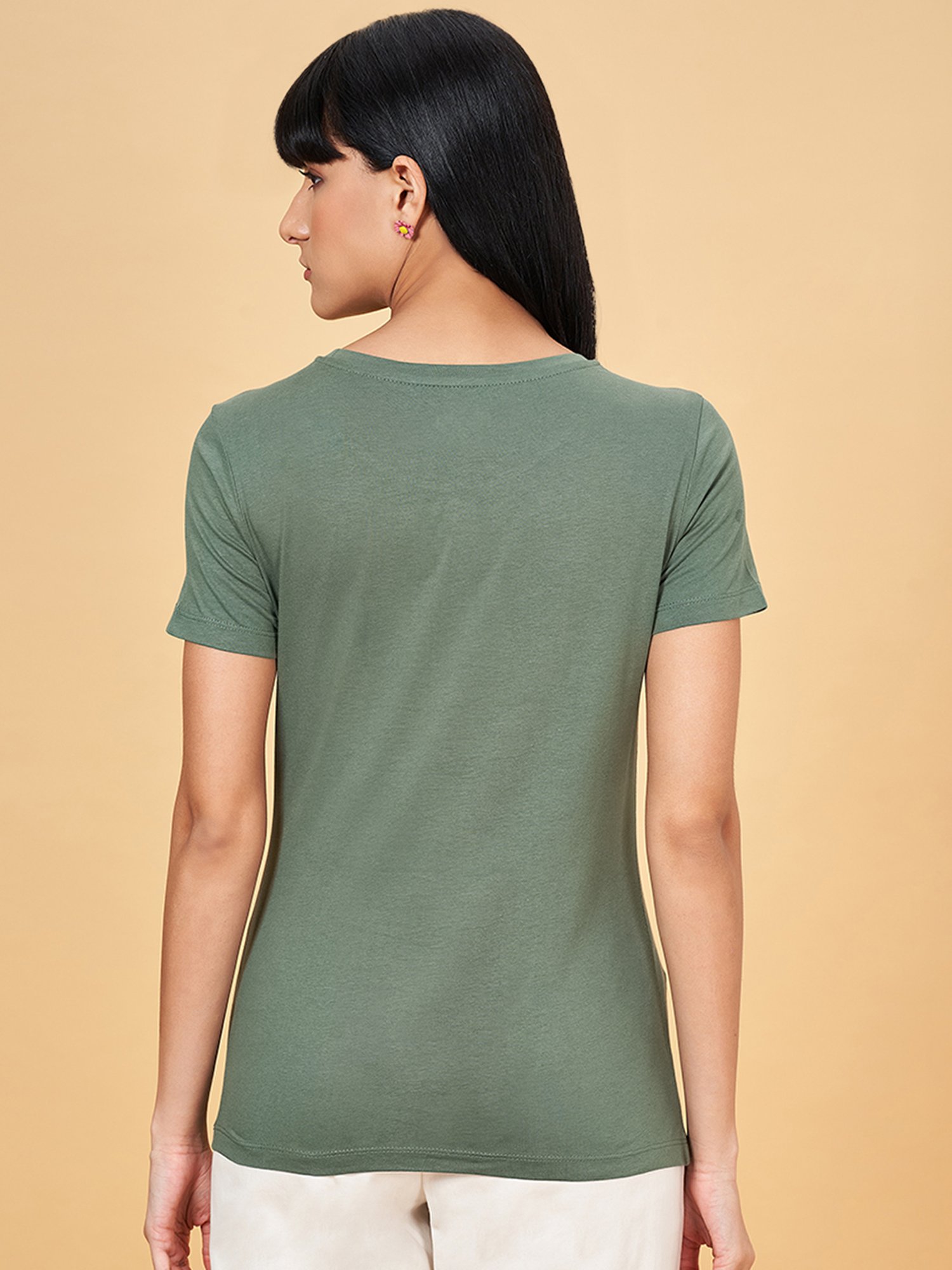 Honey by Pantaloons Green Cotton Printed T-Shirt