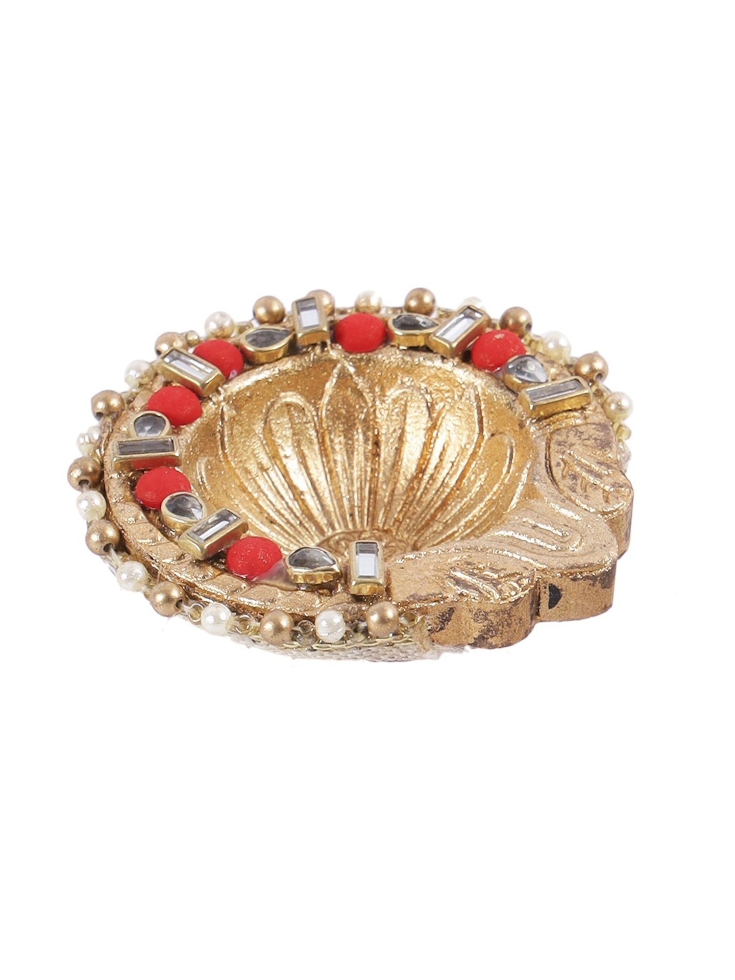 Aapno Rajasthan Solid Golden Terracotta Diya - Set of 5