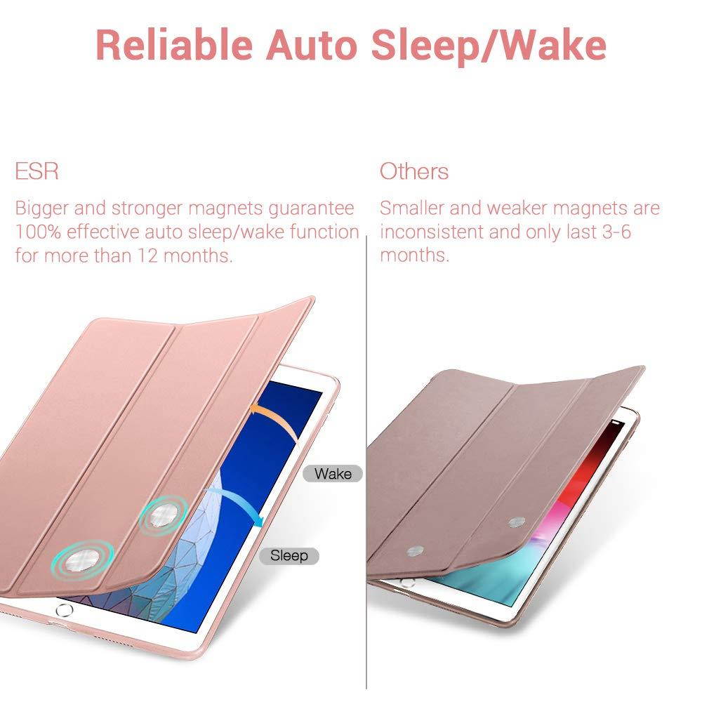 ESR Rebound Slim Smart Case Specially Designed for iPad Air 3 10.5" 2019, Flexible TPU Back Cover with Rubberized Coating,Auto Sleep/Wake and Viewing/Typing Stand for iPad Air (3rd Gen)2019, Rose Gold