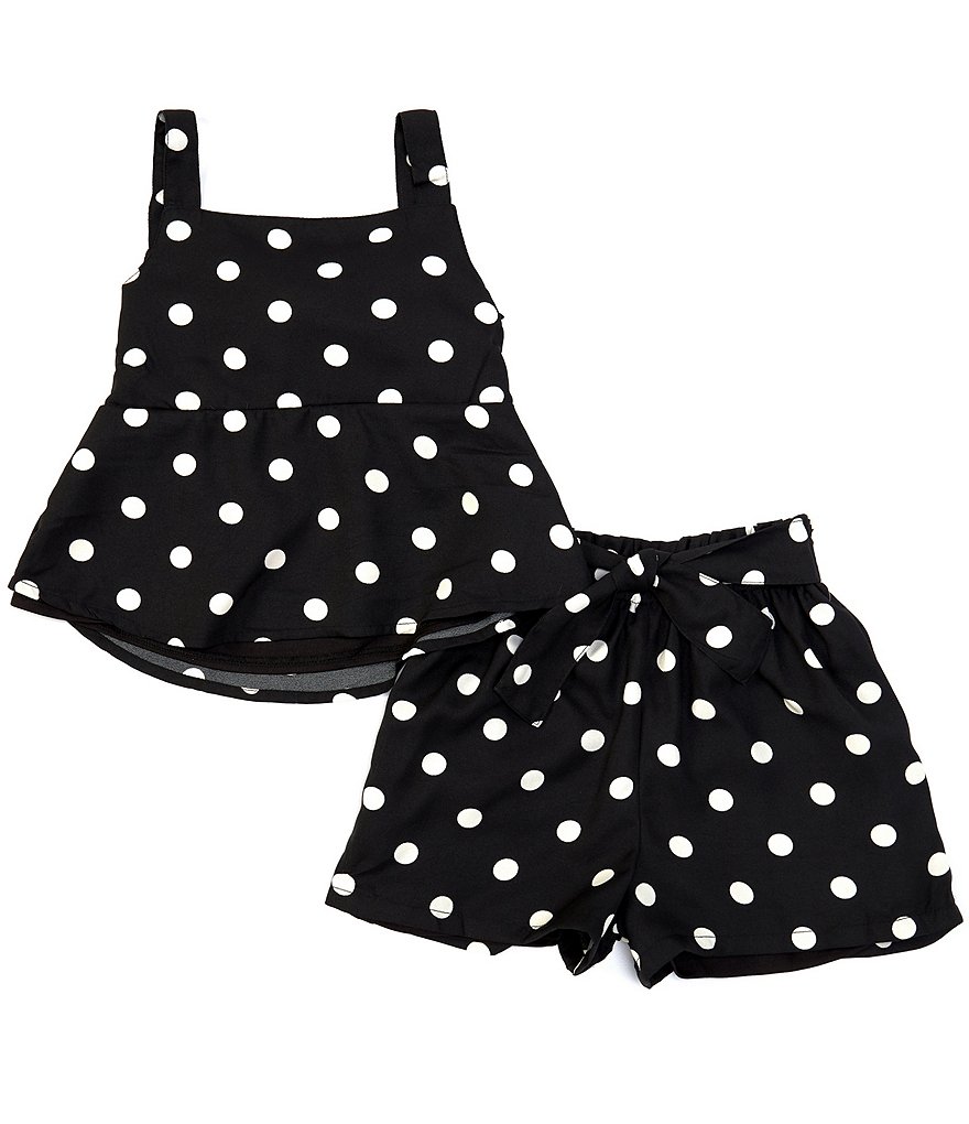 Rare Editions Little Girls 2T-6X Dotted Peplum Tank Top & Shorts Matching Set