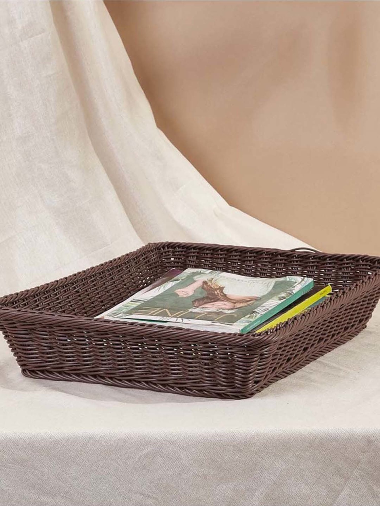 Mason Home Brown Plastic Rattan Storage Tray - Small