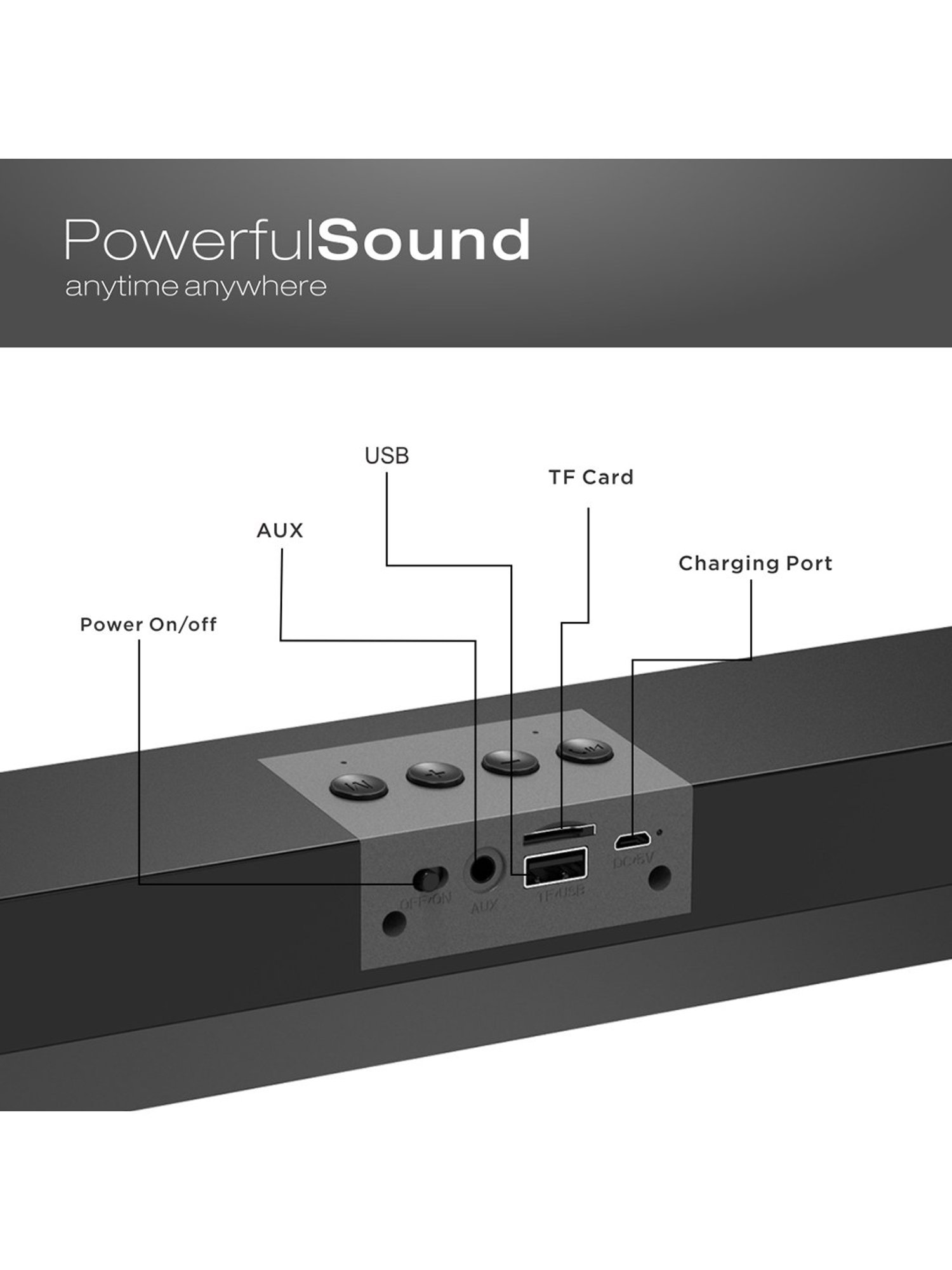Portronics Decibel 24 | 10W Bluetooth Soundbar Speaker With In Built Mic (Black)