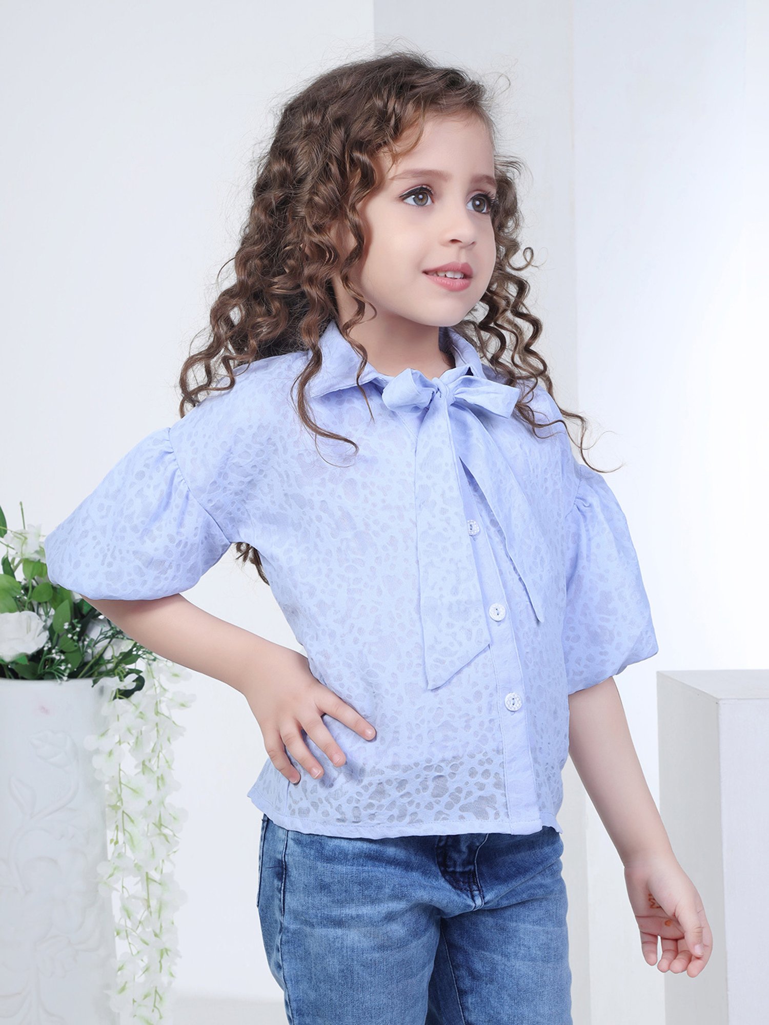 Peppermint Kids Blue Printed Shirt