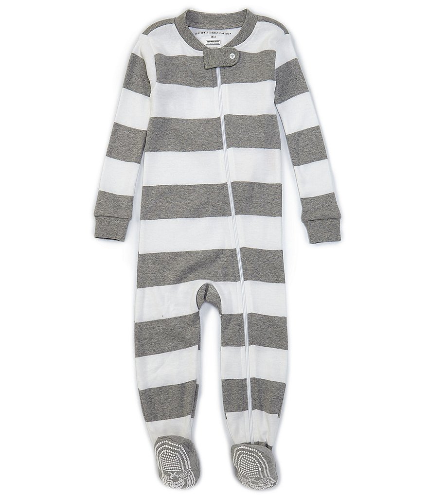 Burt's Bees Baby Newborn-24 Months Long-Sleeve Stripe Sleep & Play Snug-Fit Footed Pajamas