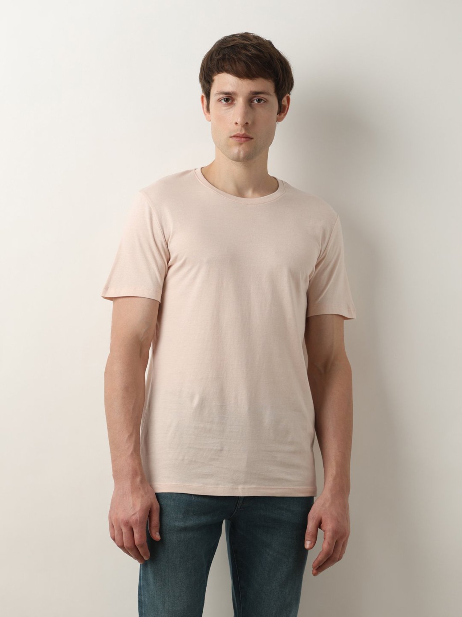 SELECTED HOMME Light Pink Slim Fit Cotton Crew T-Shirt
