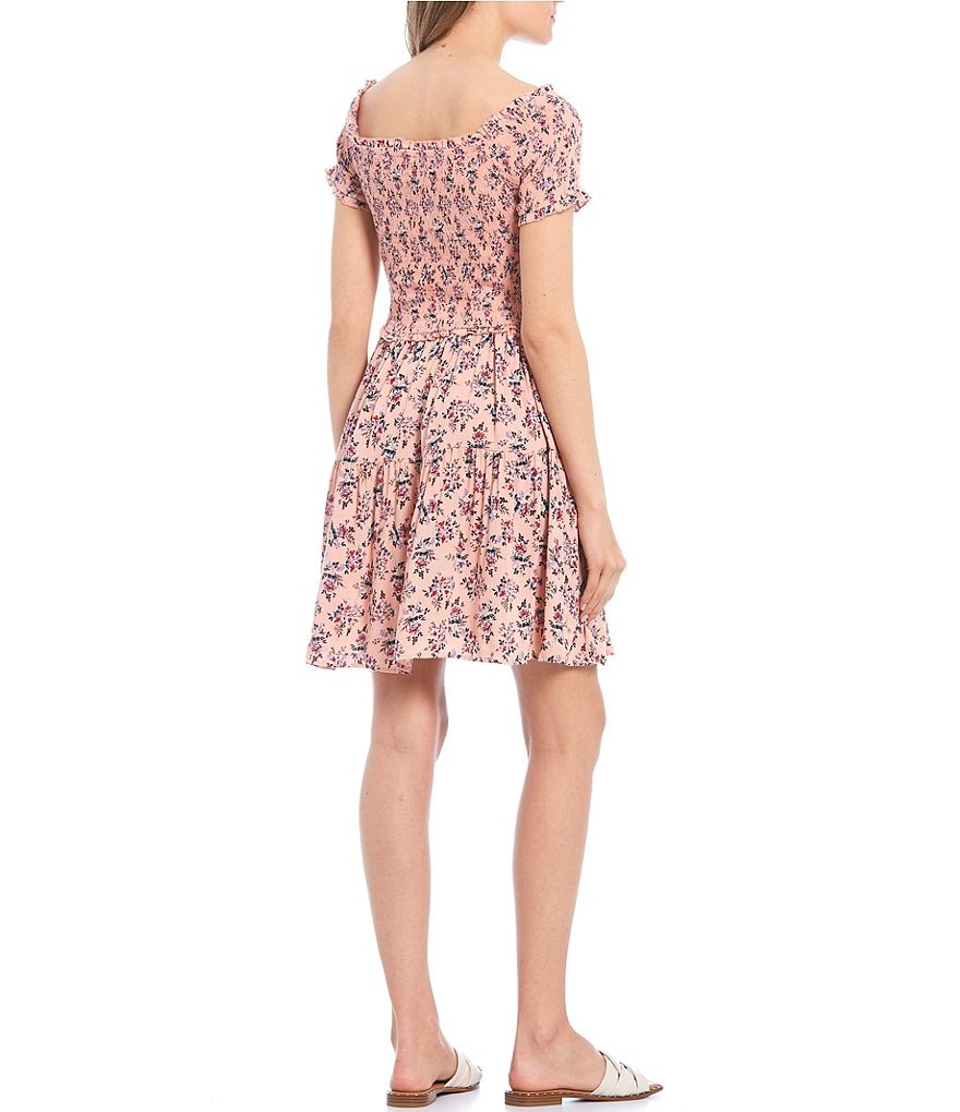 Love & Piece Short-Sleeve Chambray Babydoll Dress