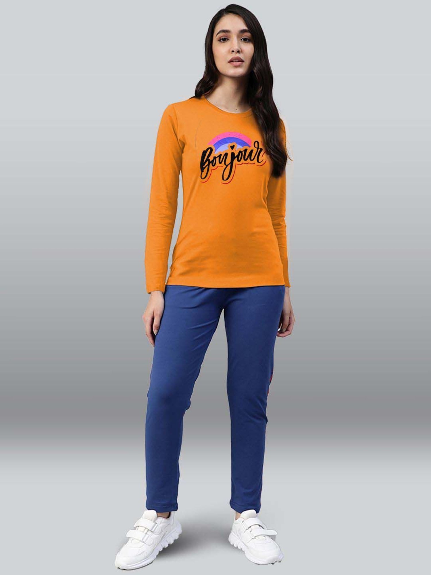 Lyra Mustard Cotton Printed T-Shirt